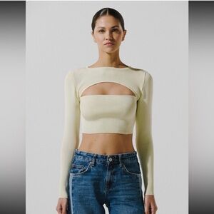 Crop Top Baobab Collection Pale Kiwi  Cutout Ribbed